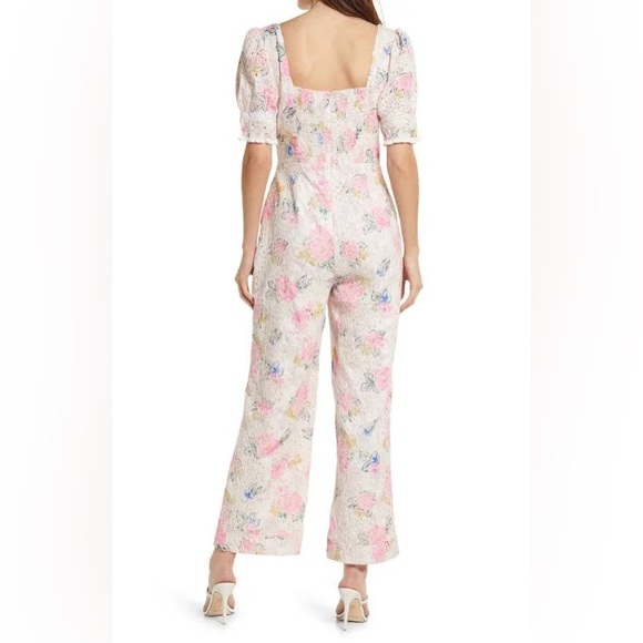 NWT Adelyn Rae Angei Eyelet Embroidered Jumpsuit in Pink Floral - Picture 7 of 15